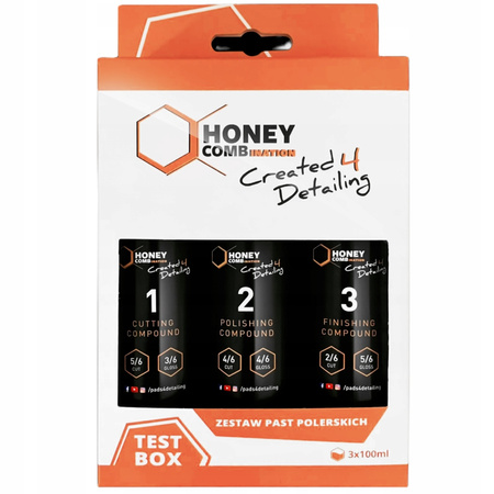 HONEY COMBination TEST BOX polerka lakieru zestaw past polerskich 3x100ml