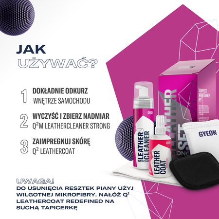 Gyeon Q²M LeatherSet Strong - Zestaw do czyszczenia tapicerki skórzanej