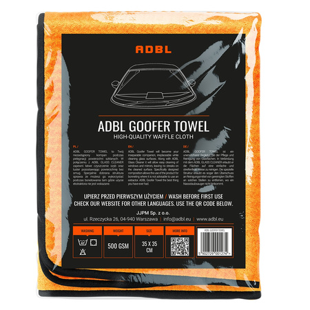 ADBL Goofer Towel - ręcznik waflowy do szyb i luster - 35x35 500 gsm