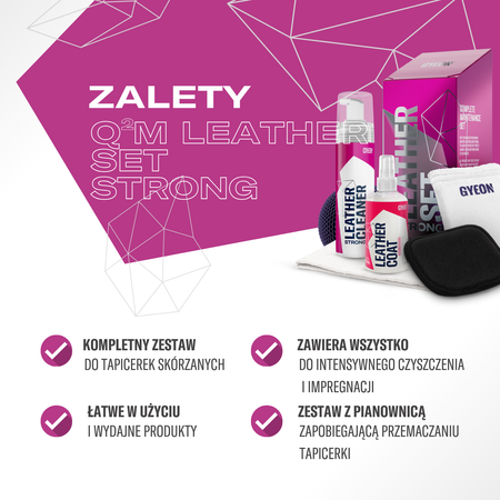 Gyeon Q²M LeatherSet Strong - Zestaw do czyszczenia tapicerki skórzanej